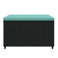 Voetensteun met kussen poly rattan zwart - thumbnail