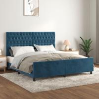 Bedframe met hoofdeinde fluweel donkerblauw 180x200 cm - thumbnail