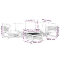 6-delige Loungeset met kussens massief acaciahout - thumbnail