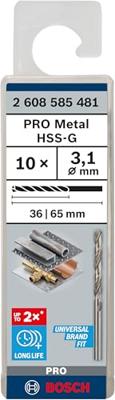 Bosch Accessoires Metaalboren HSS-G, Standard 3,1 x 36 x 65 mm 10st - 2608585481