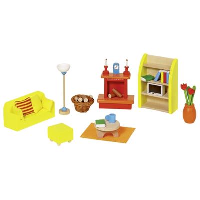 Goki poppenhuis meubeltjes woonkamer, 24dlg.
