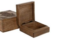 Doos-Juwelenkistje Home ESPRIT Natuurlijk Mangohout 18 x 18 x 9 cm (2 Onderdelen) - thumbnail