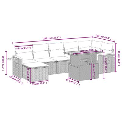 8-delige Loungeset met kussens poly rattan beige 8-delige Loungeset met kussens poly rattan beige