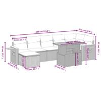 8-delige Loungeset met kussens poly rattan beige - thumbnail