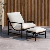 Nohr Loungestoel 'Antrone' Met hocker, kleur Zwart - thumbnail