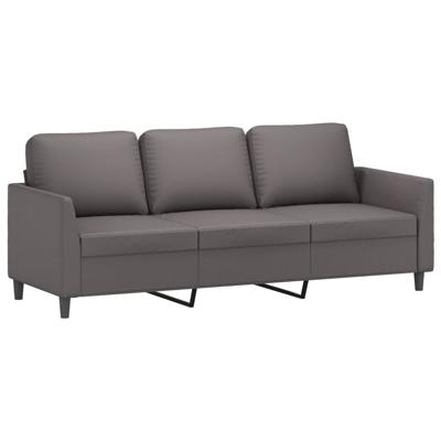 3-delige Loungeset met kussens kunstleer grijs - thumbnail