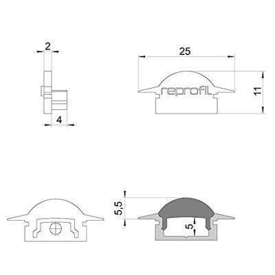 Deko Light 980042 Endkappe L-ET-01-10 Set 2 Stk, Schwarz Profieleindkap Kunststof (l x b x h) 25 x 6 x 11 mm 1 stuk(s)
