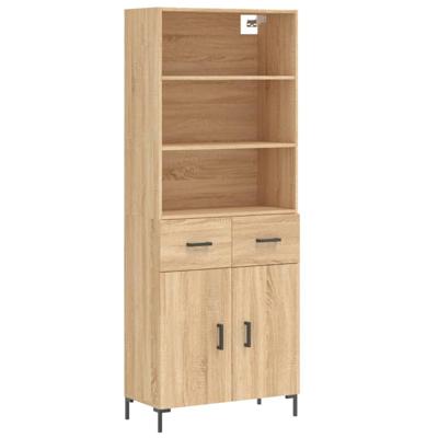 Hoge kast 69,5x34x180 cm bewerkt hout sonoma eikenkleurig