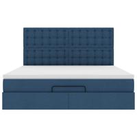 Ottoman bed met matras en LED's 160x200cm stof blauw - thumbnail