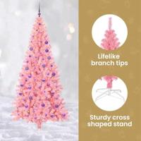 VidaXL Kerstboom met 300 led met standaard roze 180 cm pvc - thumbnail