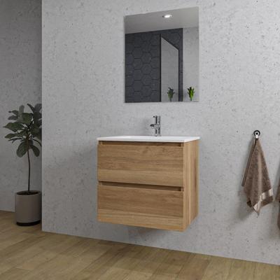 Adema Chaci Badkamermeubelset - 60x46x57cm - 1 keramische wasbak wit - 1 kraangat - 2 lades - rechthoekige spiegel - eiken SW1212759/SW804530/SW724610 Adema Chaci Badkamermeubelset - 60x46x57cm - 1 keramische wasbak wit - 1 kraangat - 2 lades - rechthoekige spiegel - eiken SW1212759/SW804530/SW724610