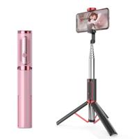 M18 draagbare Selfie stick afstandsbediening mobiele telefoon houder (roze) - thumbnail