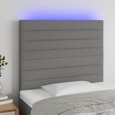 Hoofdbord LED 90x5x118/128 cm stof donkergrijs - thumbnail