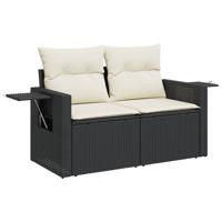 8-delige Loungeset met kussens poly rattan zwart - thumbnail