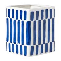 Vaas ruit - blauw/wit - 12.5x10x10 cm - thumbnail