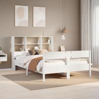 Bed met boekenkast zonder matras grenenhout wit 120x200 cm - thumbnail