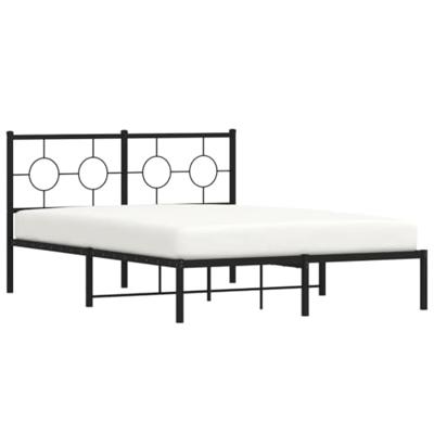 Bedframe met hoofdbord metaal zwart 140x200 cm