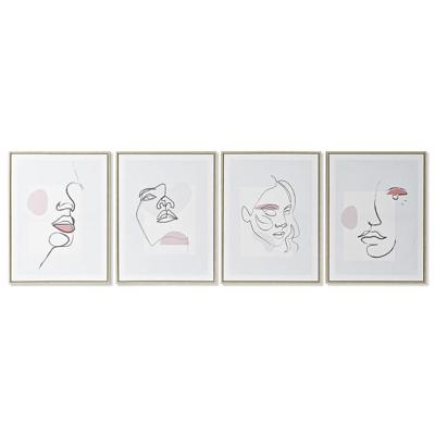 Schilderij DKD Home Decor Gezicht Scandinavisch 45 x 2,5 x 60 cm (4 Stuks)