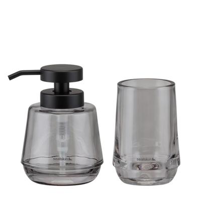 Sealskin Badkamerset - Zeepdispenser 380 ml / Tandenborstelbeker Mood Grijs Sealskin Badkamerset - Zeepdispenser 380 ml / Tandenborstelbeker Mood Grijs