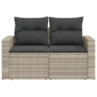 Tuinbank 2-zits met kussens poly rattan lichtgrijs