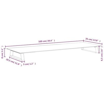 VidaXL Monitorstandaard 100x35x8 cm gehard glas en metaal zwart