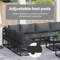 Tuinbankenset met kussen 13 pcs Zwart Aluminium - thumbnail