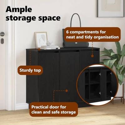 LED Sideboard Zwart Eiken 90 x 32 x 75 cm Bewerkt hout