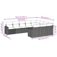 11-delige Loungeset met kussens poly rattan bruin - thumbnail