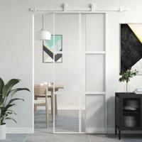 VidaXL Schuifdeur 90x205 cm gehard glas en aluminium wit - thumbnail