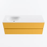 MONDIAZ VICA 130cm badmeubel onderkast Ocher 2 lades. Wastafel MOON links 1 kraangat, kleur Talc. - thumbnail