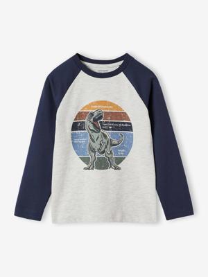 Oeko-Tex® grafisch jongens-T-shirt met raglanmouwen gemêleerd wit Oeko-Tex® grafisch jongens-T-shirt met raglanmouwen gemêleerd wit