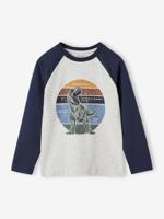 Oeko-Tex® grafisch jongens-T-shirt met raglanmouwen gemêleerd wit - thumbnail