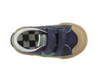 Kinderbaskets van leer en contrast met klittenband VICTORIA marineblauw - thumbnail