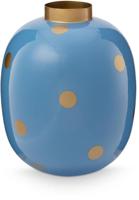 Pip Studio Vaas Metaal Stippen Lichtblauw/Goud 32cm - thumbnail