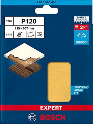 Bosch Accessoires Expert C470 schuurpapier voor vlakschuurmachines 115 x 107 mm, K120 10-delig - 2608900893