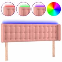 Hoofdbord LED 147x16x78/88 cm fluweel roze - thumbnail