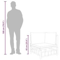 Tuinhoekbank met kussens bamboe crmewit - thumbnail