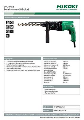 DH24PG2 WSZ SDS-PLUS BOORHAMER 230V, 730 W, 2