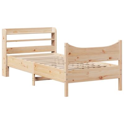 Bedframe met hoofdbord massief grenenhout 160x200 cm - thumbnail