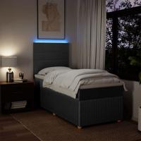 Boxspring met matras stof donkergrijs 160x200 cm - thumbnail