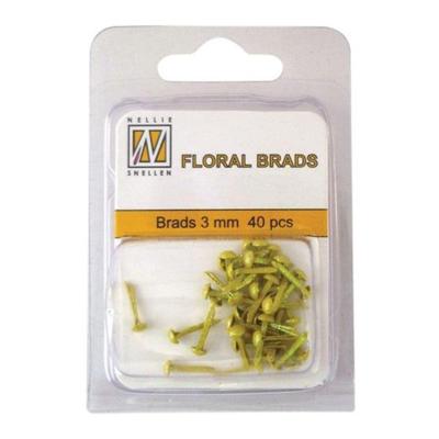 Nellie's Choice • floral glitter brads 3mm. 40stuks/pkg yellow 012u