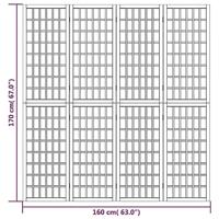 Kamerscherm inklapbaar 4 panelen Japanse stijl 160x170 cm wit - thumbnail