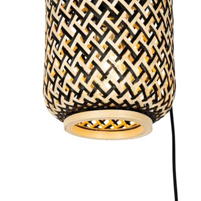 QAZQA Oosterse hanglamp bamboe met zwart 3-lichts - Yvonne