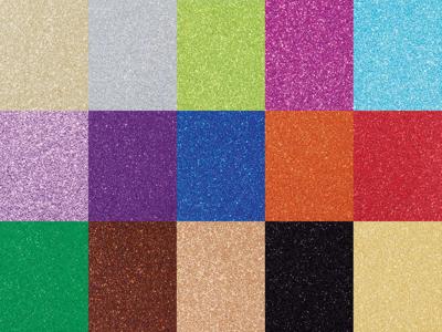 Glitterkarton folia 50x70cm 300gr 15vel 15kleuren