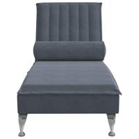 Massage chaise longue met bolster fluweel donkergrijs - thumbnail