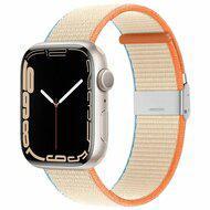 Nylon bandje met klemsluiting - Beige - Geschikt voor Apple Watch 44mm / 45mm / 46mm / 49mm Nylon bandje met klemsluiting - Beige - Geschikt voor Apple Watch 44mm / 45mm / 46mm / 49mm