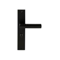 Hardbrass Deurkruk Rhodos op rechthoekig langschild WC63/8mm - zwart - thumbnail