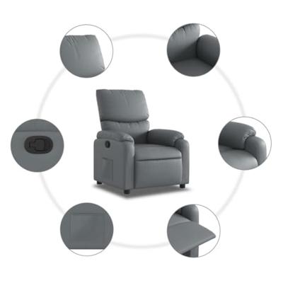 Fauteuil verstelbaar kunstleer grijs