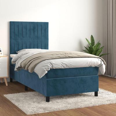 Boxspring met matras fluweel donkerblauw 80x200 cm