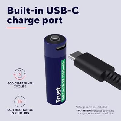 Trust Via USB-C oplaadbare AA-batterijen (2 stuks) Batterij Blauw - thumbnail